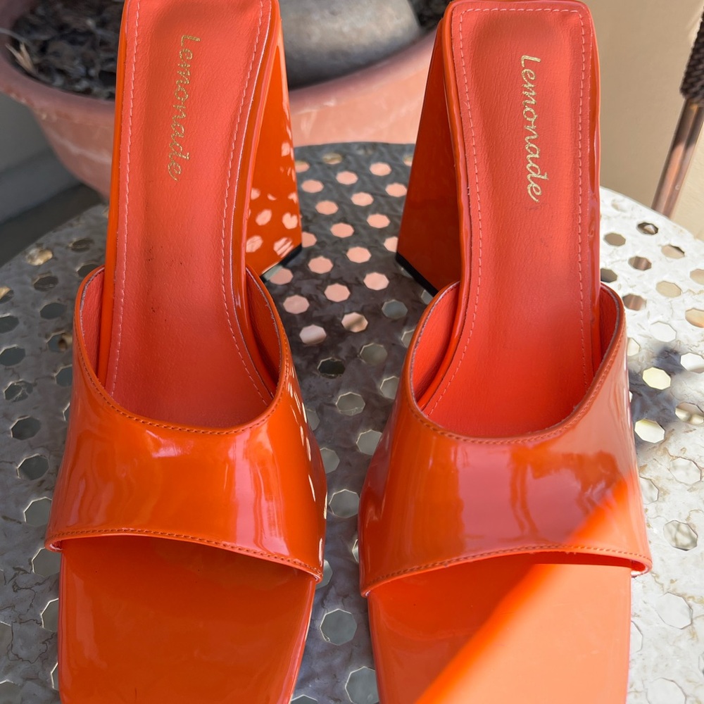 Vibrant Orange Stiletto Mules Sleek Clogs